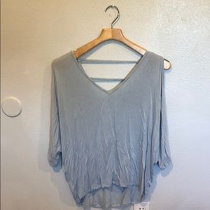 light blue off the shoulder long sleeve